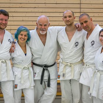 Mathias Schäfer, Vanessa Rüffer, Patrick Nawracay, Marcus Seelig, Karoline Bauer und Patrick McCarthy auf einem Seminar in Dresden.